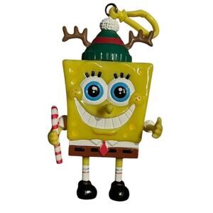 Spongebob Squarepants Christmas Holiday Ornament Backpack Clip 2003 Viacom 4"